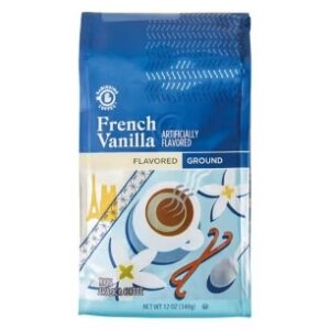 French Vanilla Ground Coffee - Smooth, Aromatic Brew for Everyday Enjoyment, 12 oz