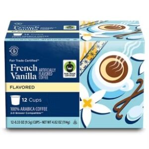 French Vanilla Coffee Pods - Fair Trade Single Serve for Keurig, 12 Count