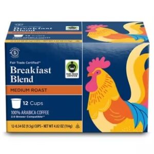Fair Trade Coffee Pods - Medium Roast Breakfast Blend, 12ct for Keurig Brewers